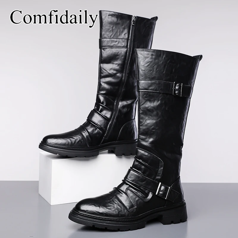 Men's Fashion Motorcycle Boots British Style High-Top Comfortable Soft-Soled Men's Footwear Trendy And Stylish-C1309