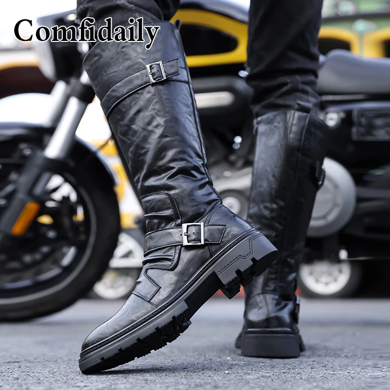 Men's Fashion Motorcycle Boots British Style High-Top Comfortable Soft-Soled Men's Footwear Trendy And Stylish-C1309