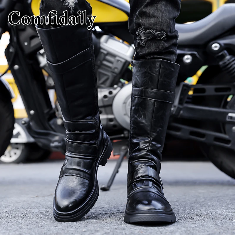 Men's Fashion Motorcycle Boots British Style High-Top Comfortable Soft-Soled Men's Footwear Trendy And Stylish-C1309