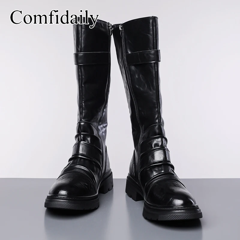 Men's Fashion Motorcycle Boots British Style High-Top Comfortable Soft-Soled Men's Footwear Trendy And Stylish-C1309