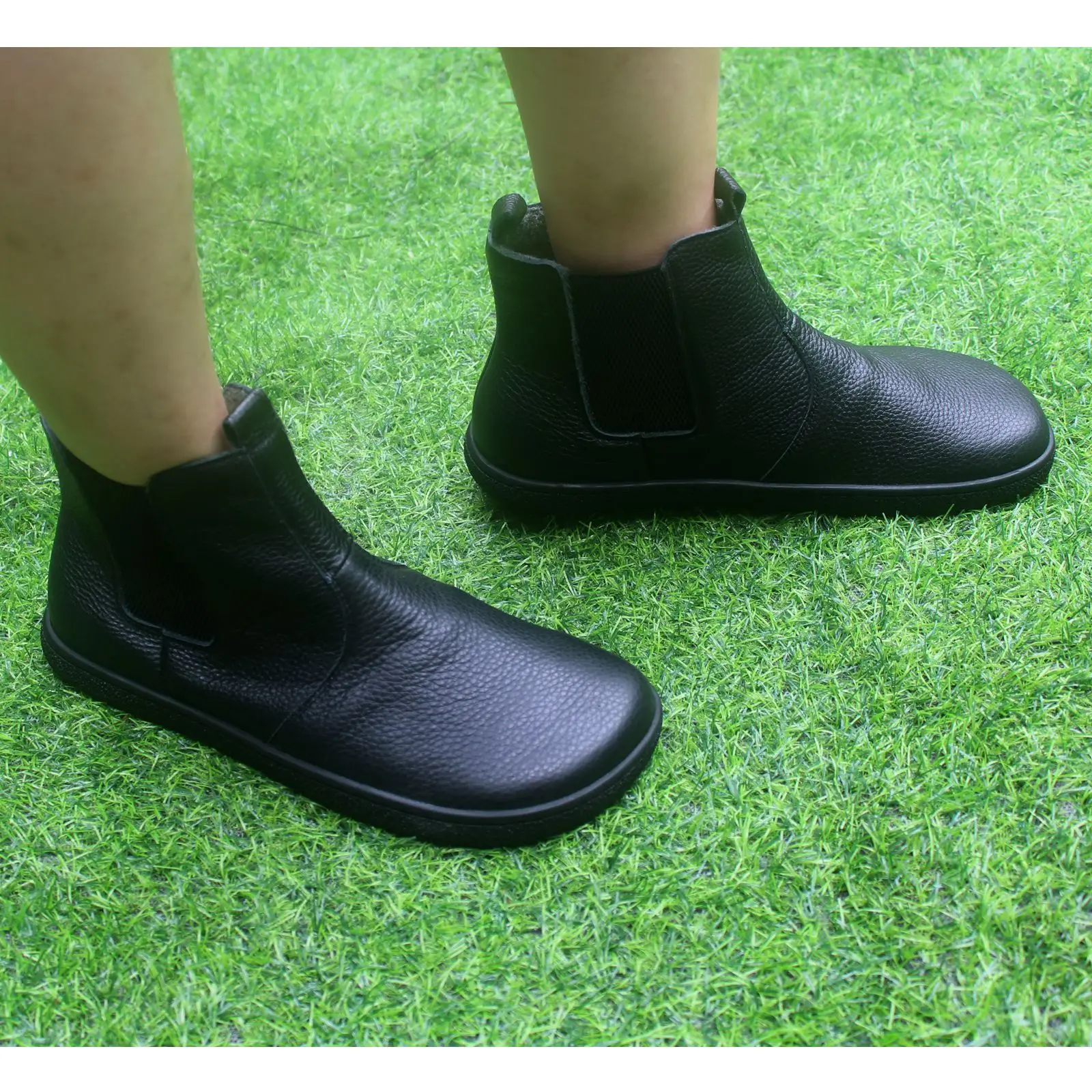 Barefoot Leather Boots With Wool Linning Inside For Women man Zero Drop Wider Toes Box