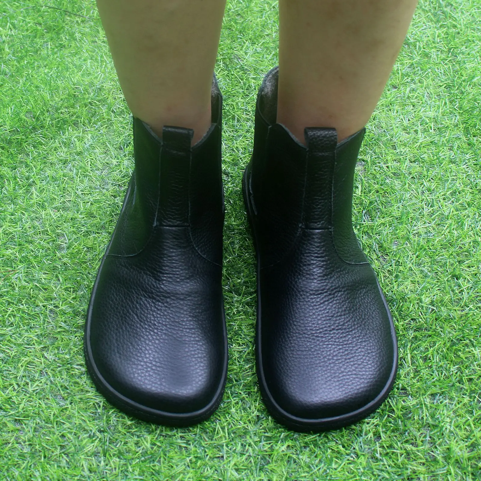 Barefoot Leather Boots With Wool Linning Inside For Women man Zero Drop Wider Toes Box