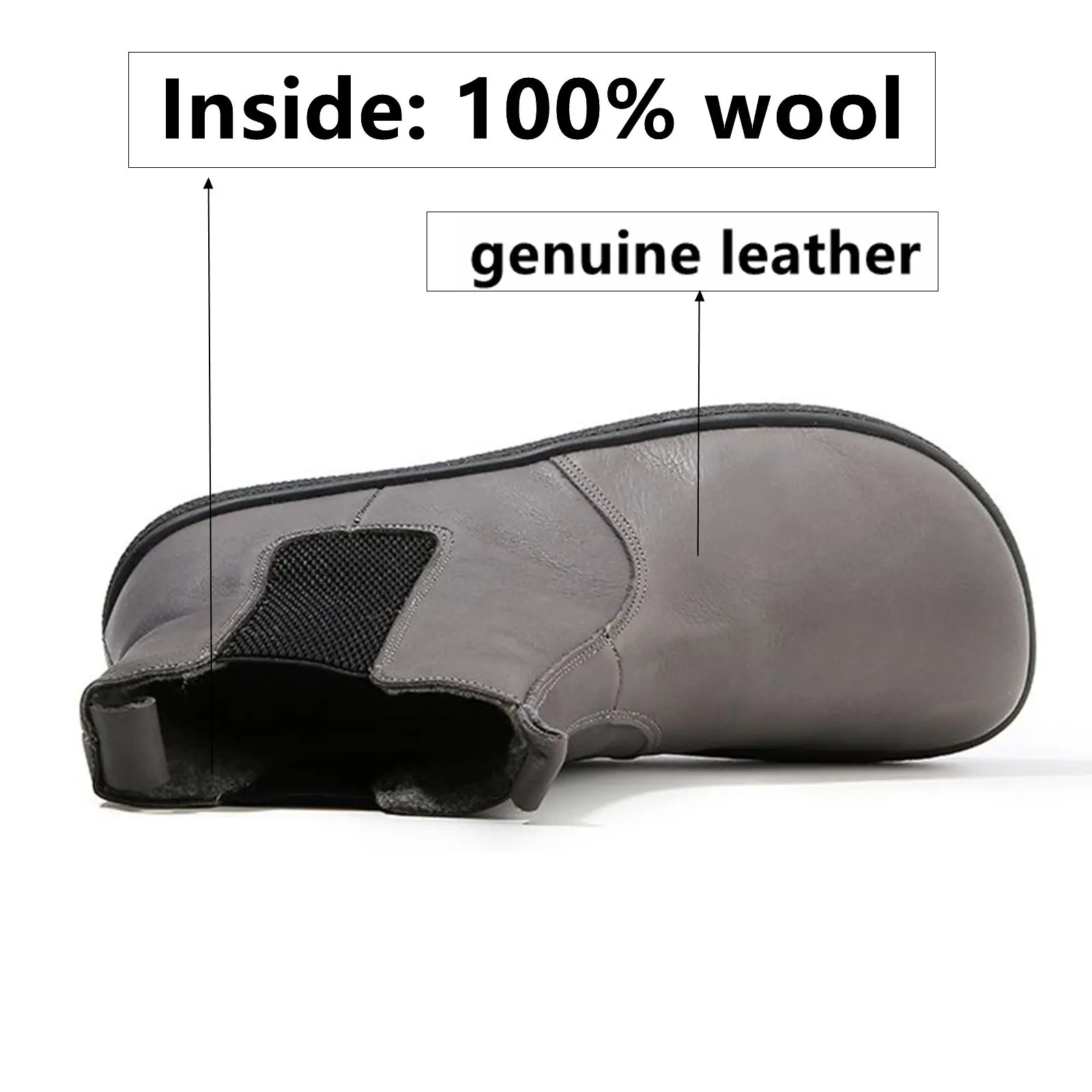 Barefoot Leather Boots With Wool Linning Inside For Women man Zero Drop Wider Toes Box