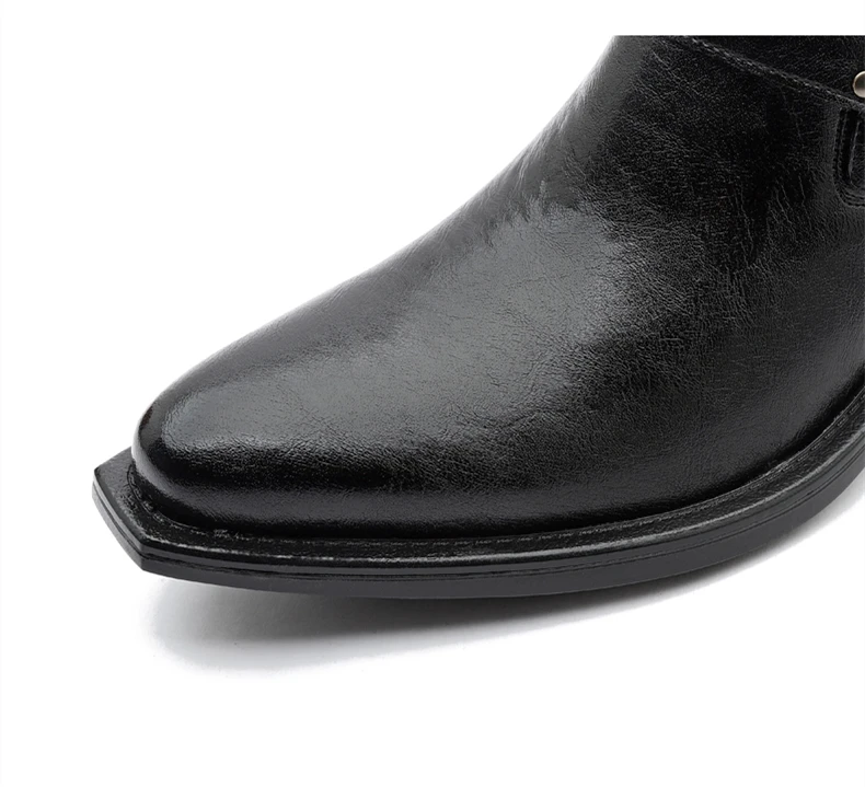 Men Genuine Leather High Heel Height Increase Formal Dress Boots Wedding Banquet Business Comfortable Elevator Cuban Heel Shoes