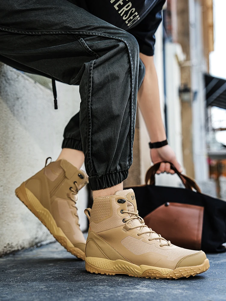 Men New Tactical Boots Outdoor Training Safety Work Anti-Slip Male Waterproof Breathable Army Boots Rapid Response Hunting Boot
