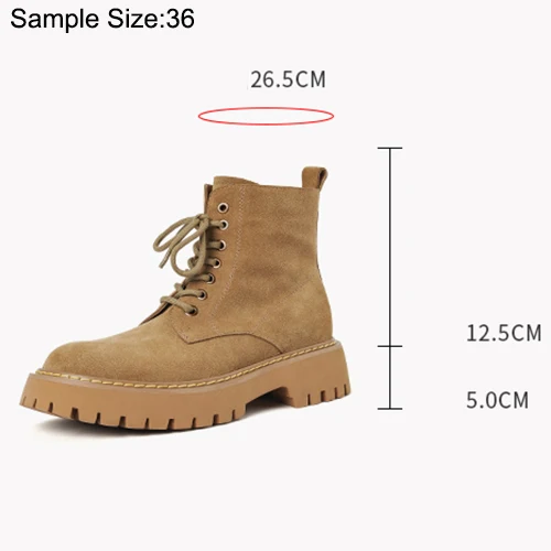 SmallHut Trend 2026 New Spring Autumn Cow Suede Women Ankle Boots Cross Strap Ladies Yellow Chocolate Round Toe Platform Boots