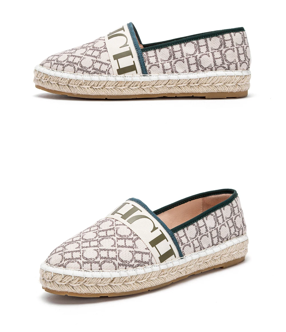 Loafers Summer Women's Casual Shoes Flat Cloth Shoes Hemp Rope Weaving Beach Shoes Lace Girl CHHC