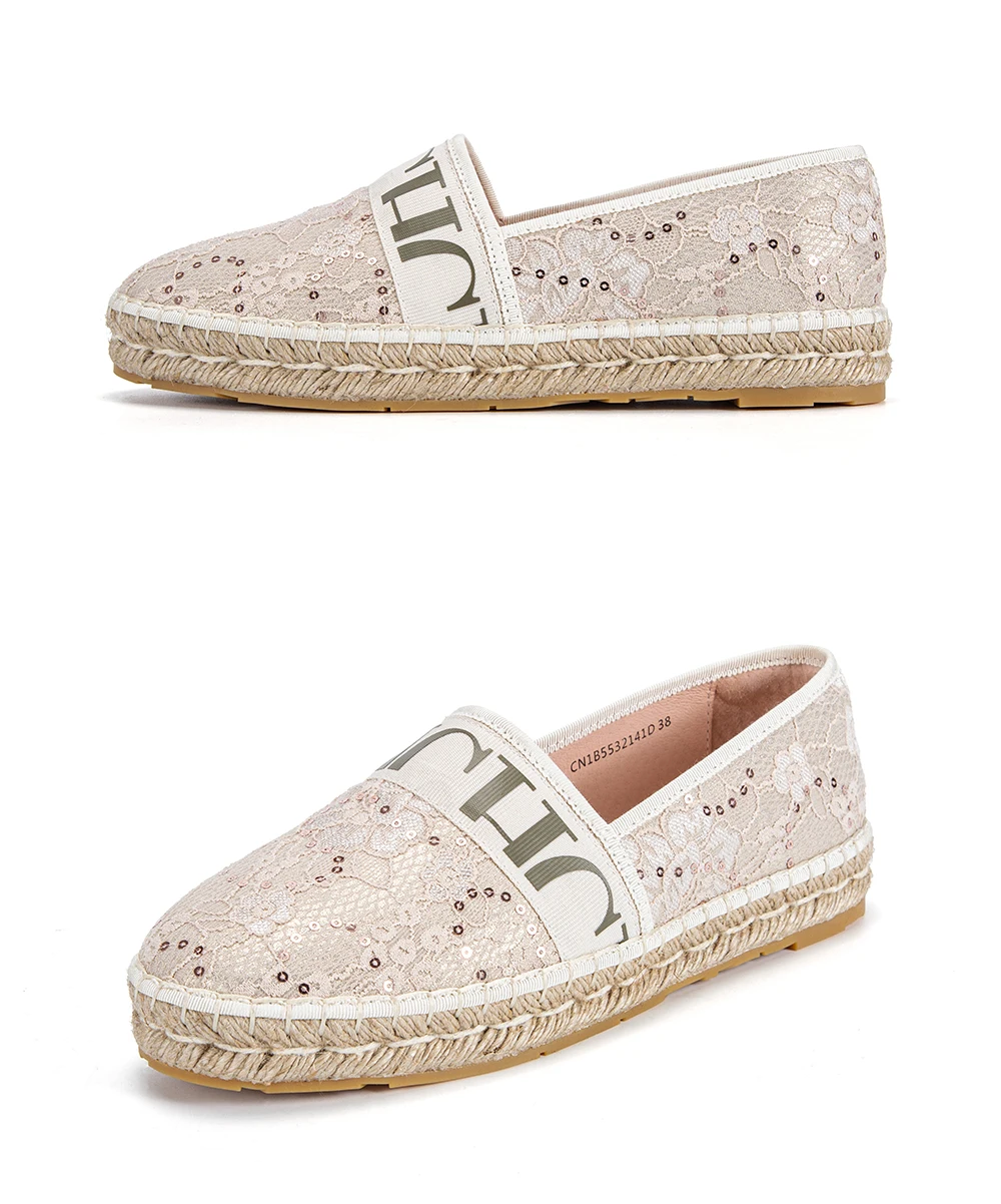 Loafers Summer Women's Casual Shoes Flat Cloth Shoes Hemp Rope Weaving Beach Shoes Lace Girl CHHC