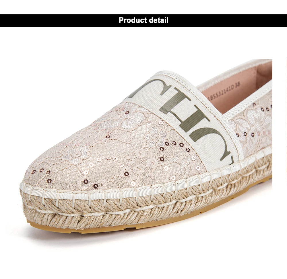 Loafers Summer Women's Casual Shoes Flat Cloth Shoes Hemp Rope Weaving Beach Shoes Lace Girl CHHC