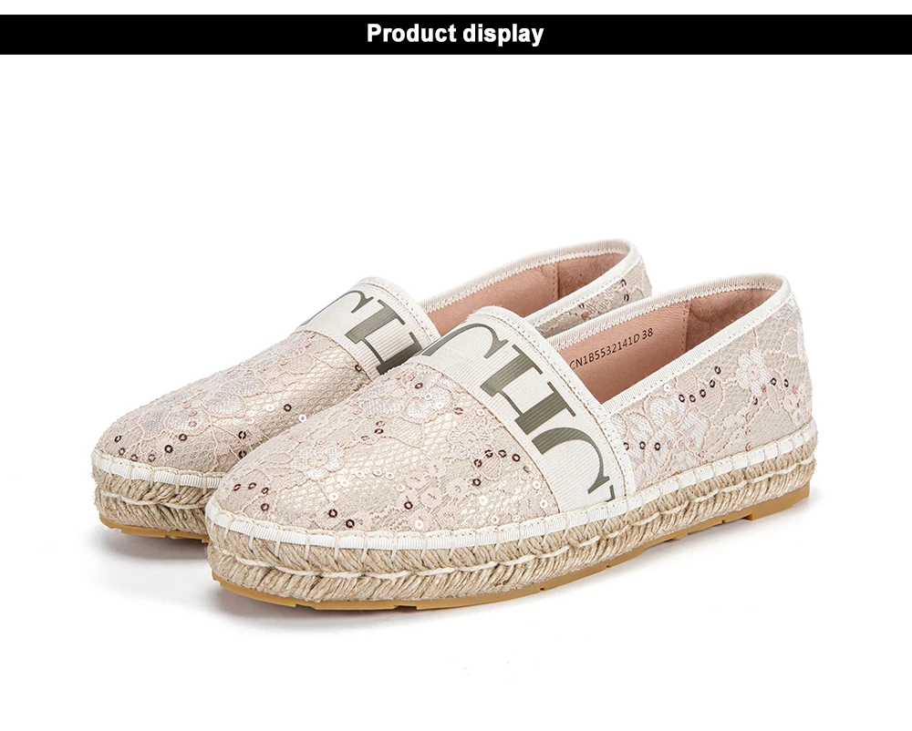 Loafers Summer Women's Casual Shoes Flat Cloth Shoes Hemp Rope Weaving Beach Shoes Lace Girl CHHC