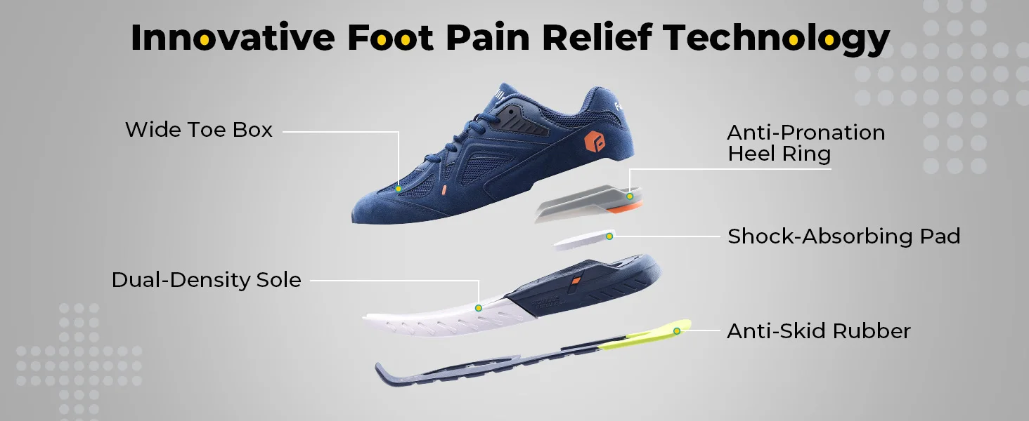 Fittington Extra Wide Walking Shoes For Men Breathable Large Size Non-slip Sport Sneakers For Flat Feet Heel Pain Relief