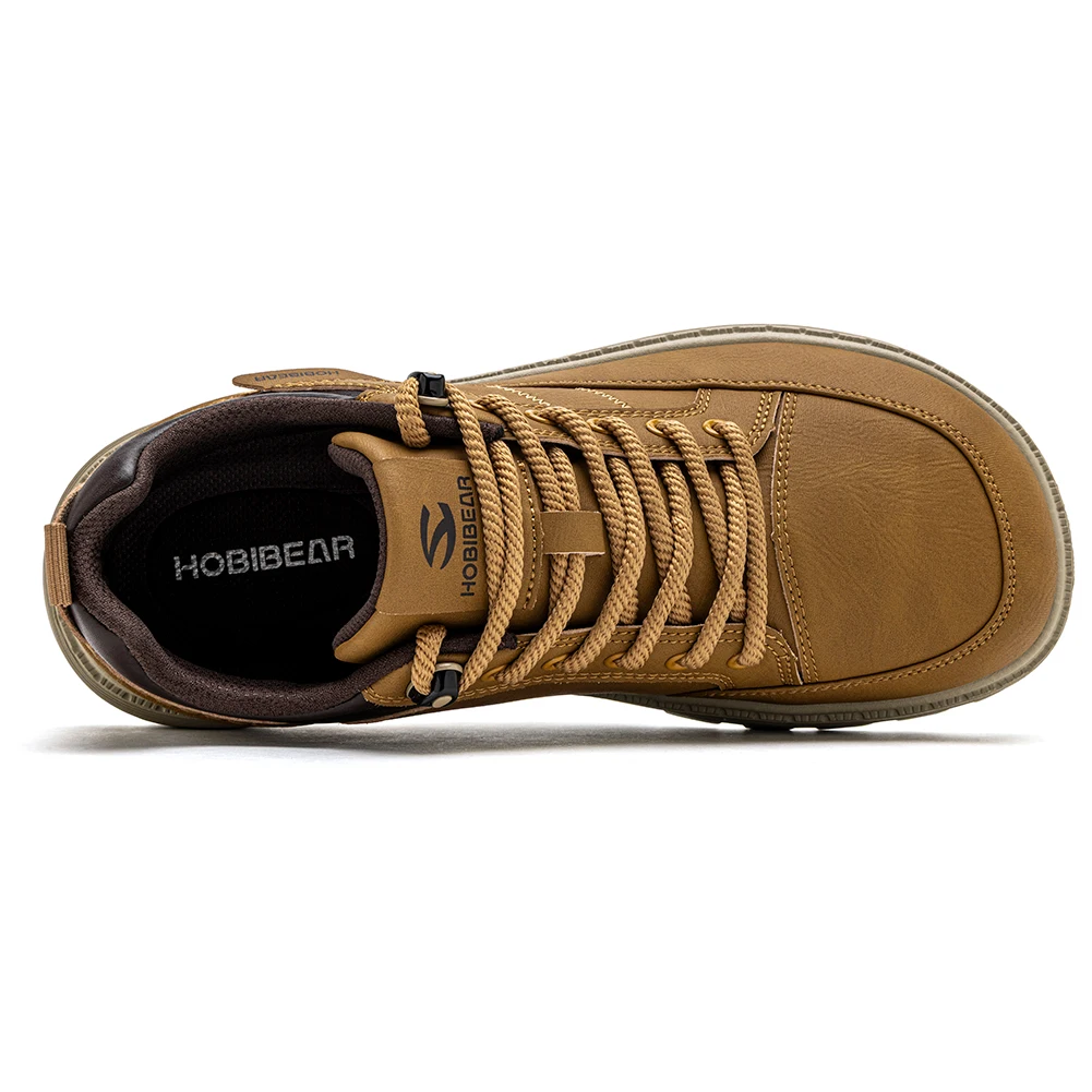 HOBIBEAR Men Wide Width Oxford Classic Artificial Leather Business Chunky-Heel Shoe Retro Lace-Up Casual Shoes