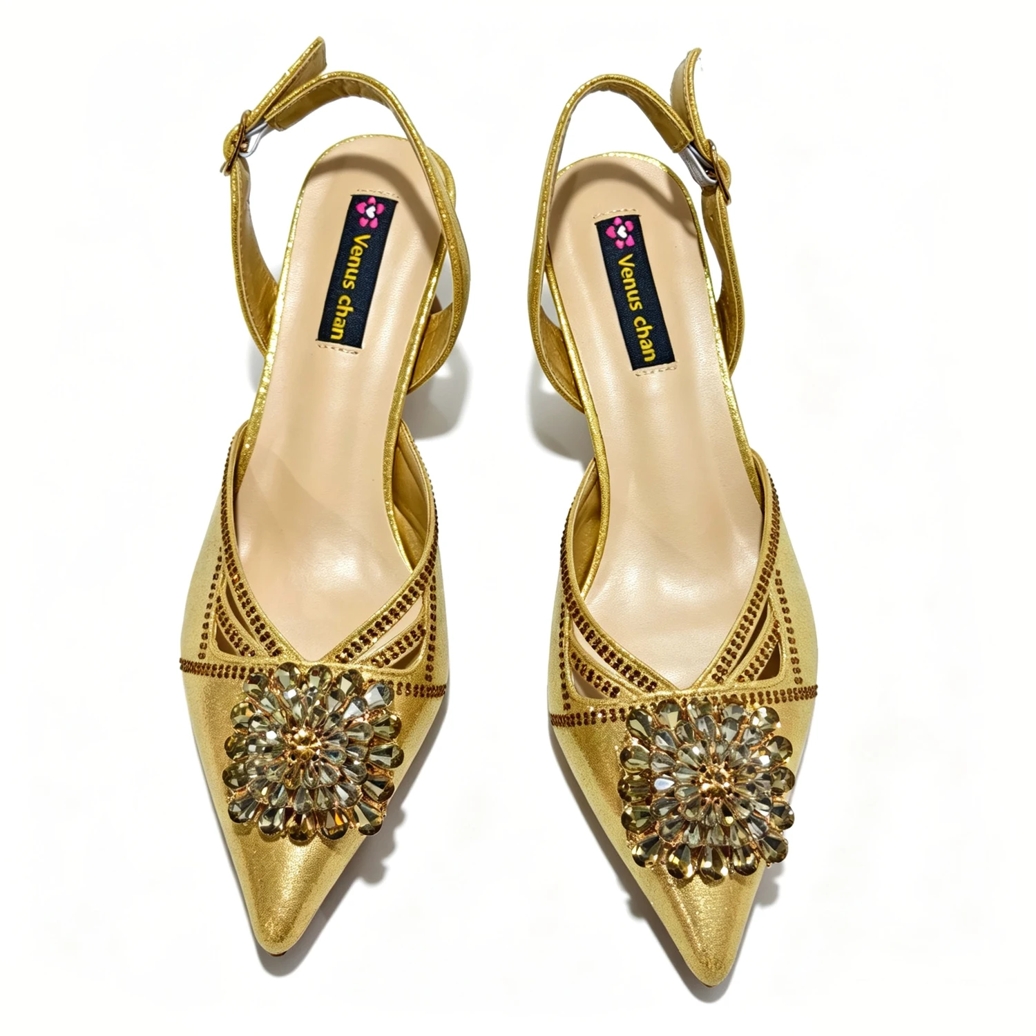 New Italian Pumps & Bag Set 2026 INS Style Pointed Elegant Champagne Color Rhinestone High Heels For Wedding Party Evening Women