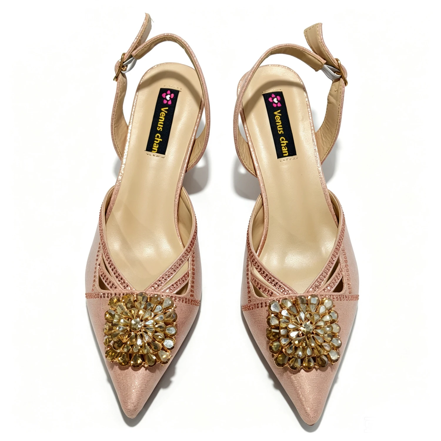 New Italian Pumps & Bag Set 2026 INS Style Pointed Elegant Champagne Color Rhinestone High Heels For Wedding Party Evening Women