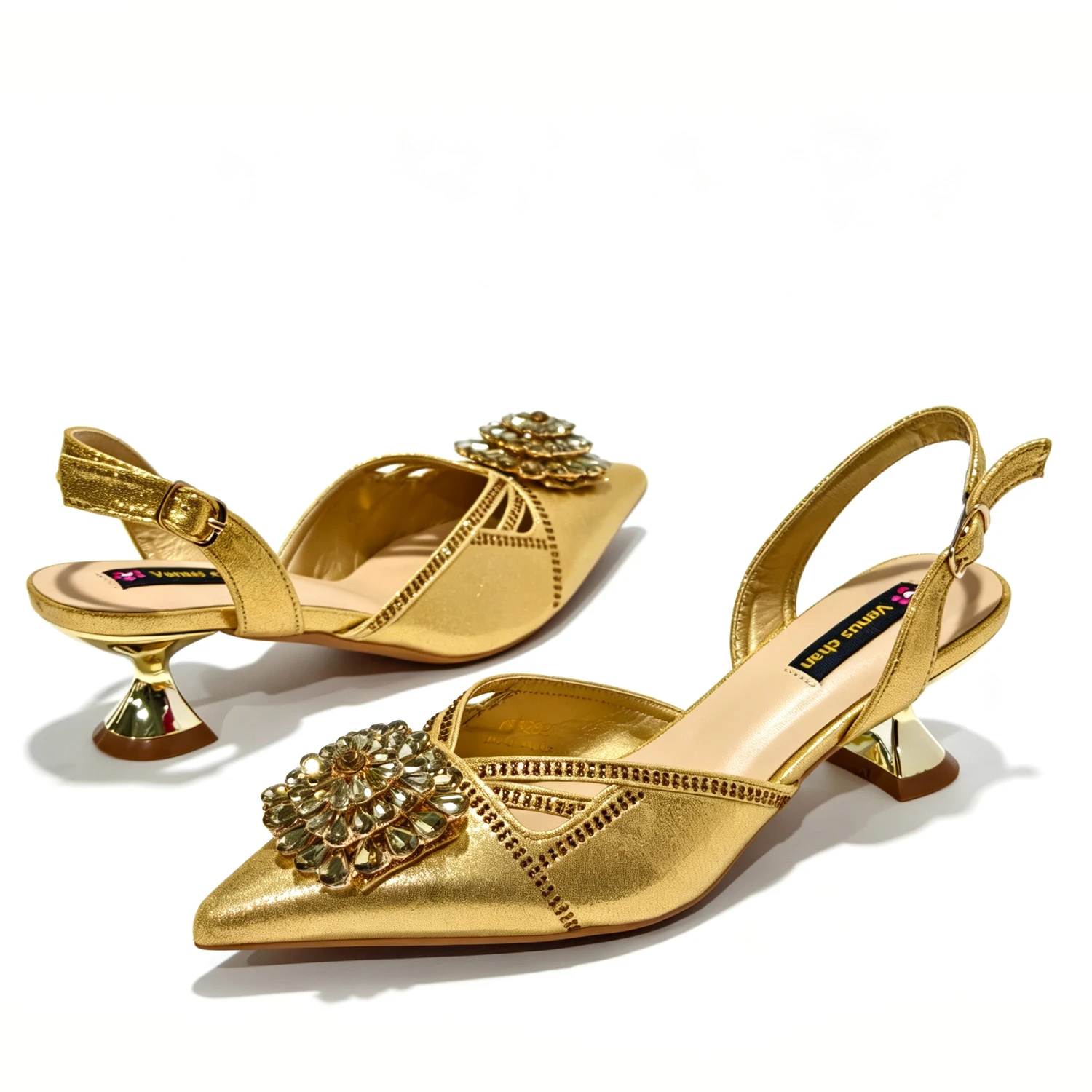 New Italian Pumps & Bag Set 2026 INS Style Pointed Elegant Champagne Color Rhinestone High Heels For Wedding Party Evening Women