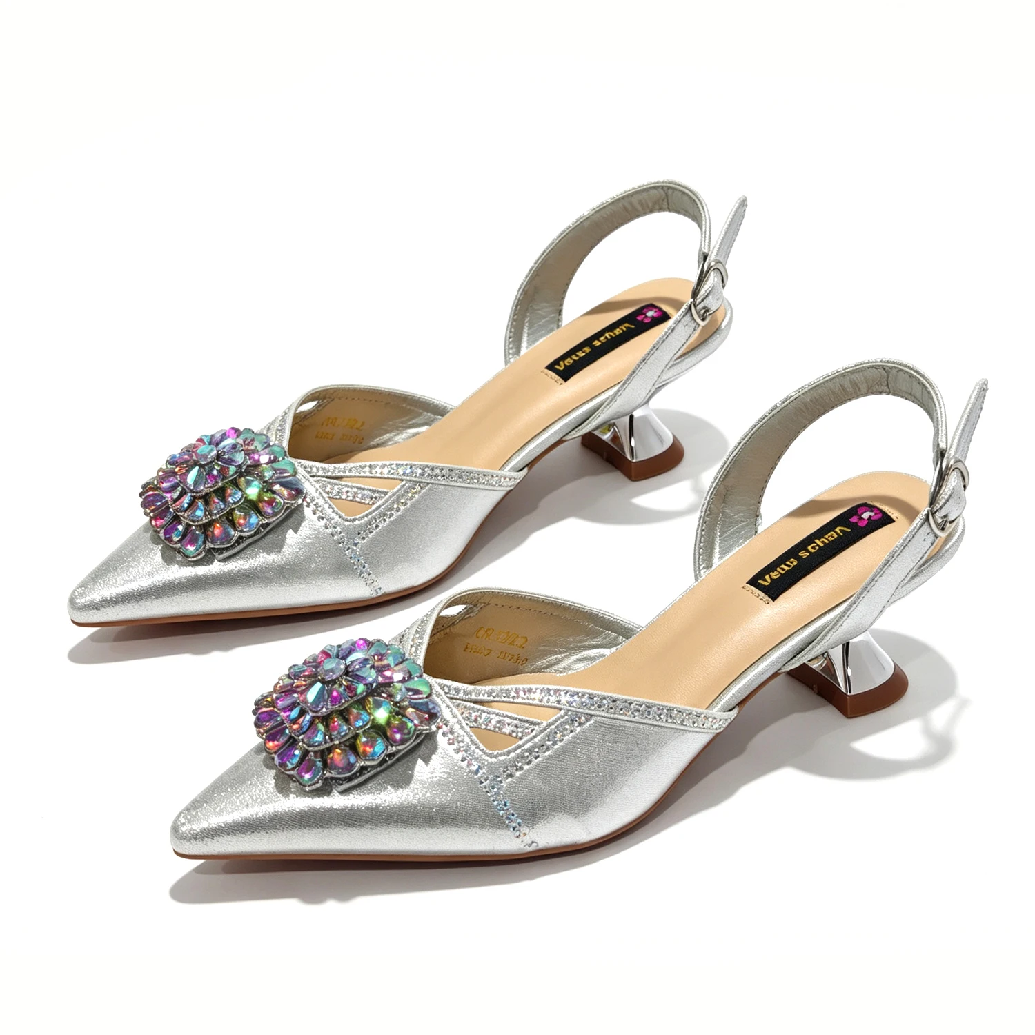 New Italian Pumps & Bag Set 2026 INS Style Pointed Elegant Champagne Color Rhinestone High Heels For Wedding Party Evening Women