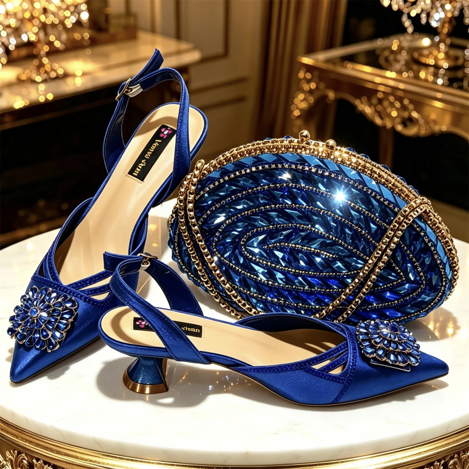 New Italian Pumps & Bag Set 2026 INS Style Pointed Elegant Champagne Color Rhinestone High Heels For Wedding Party Evening Women