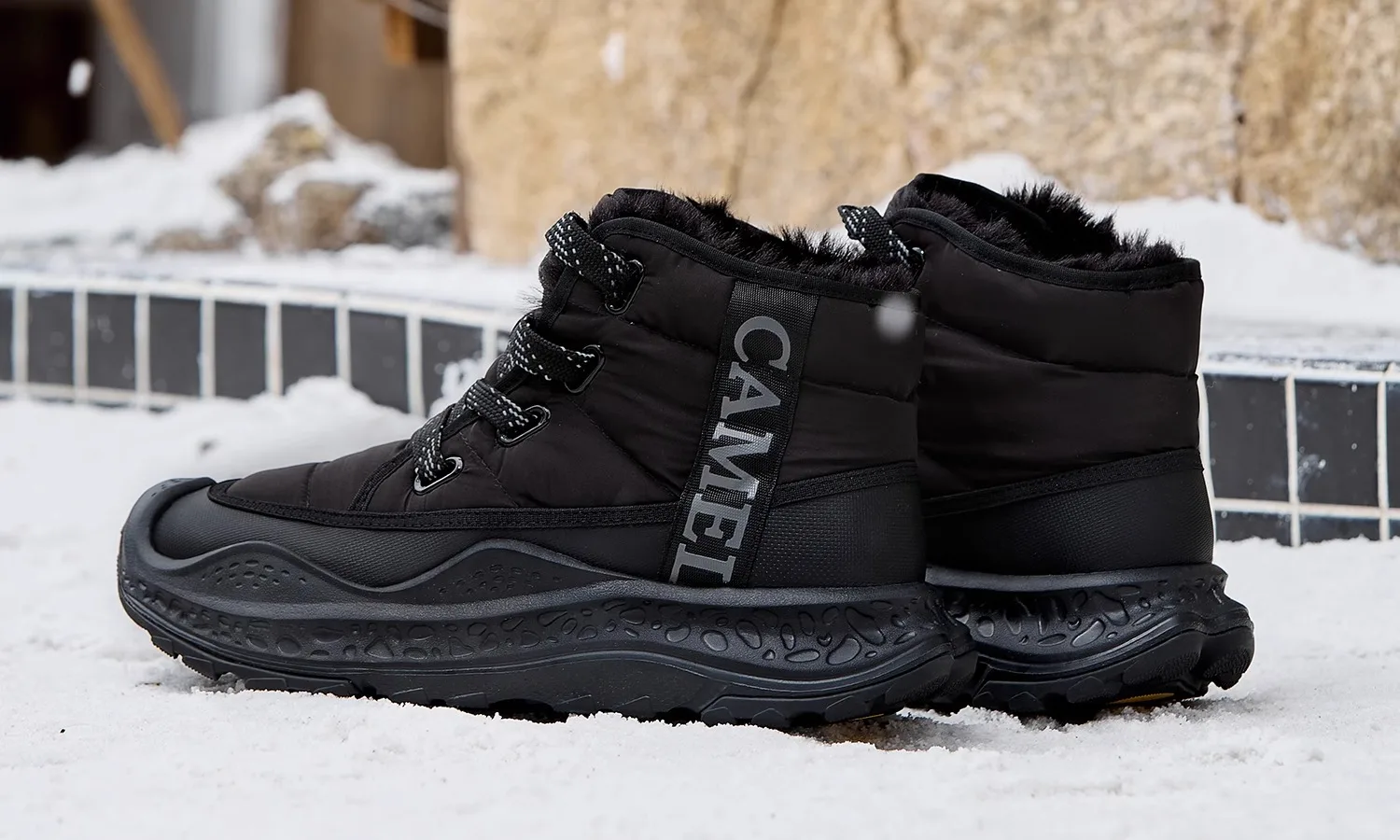 GOLDEN CAMEL Men's Winter Snow Boots Thick-Soled Non-Slip Cotton Shoes with Climb Heating Velvet Warm High-top Boot Cold Weather