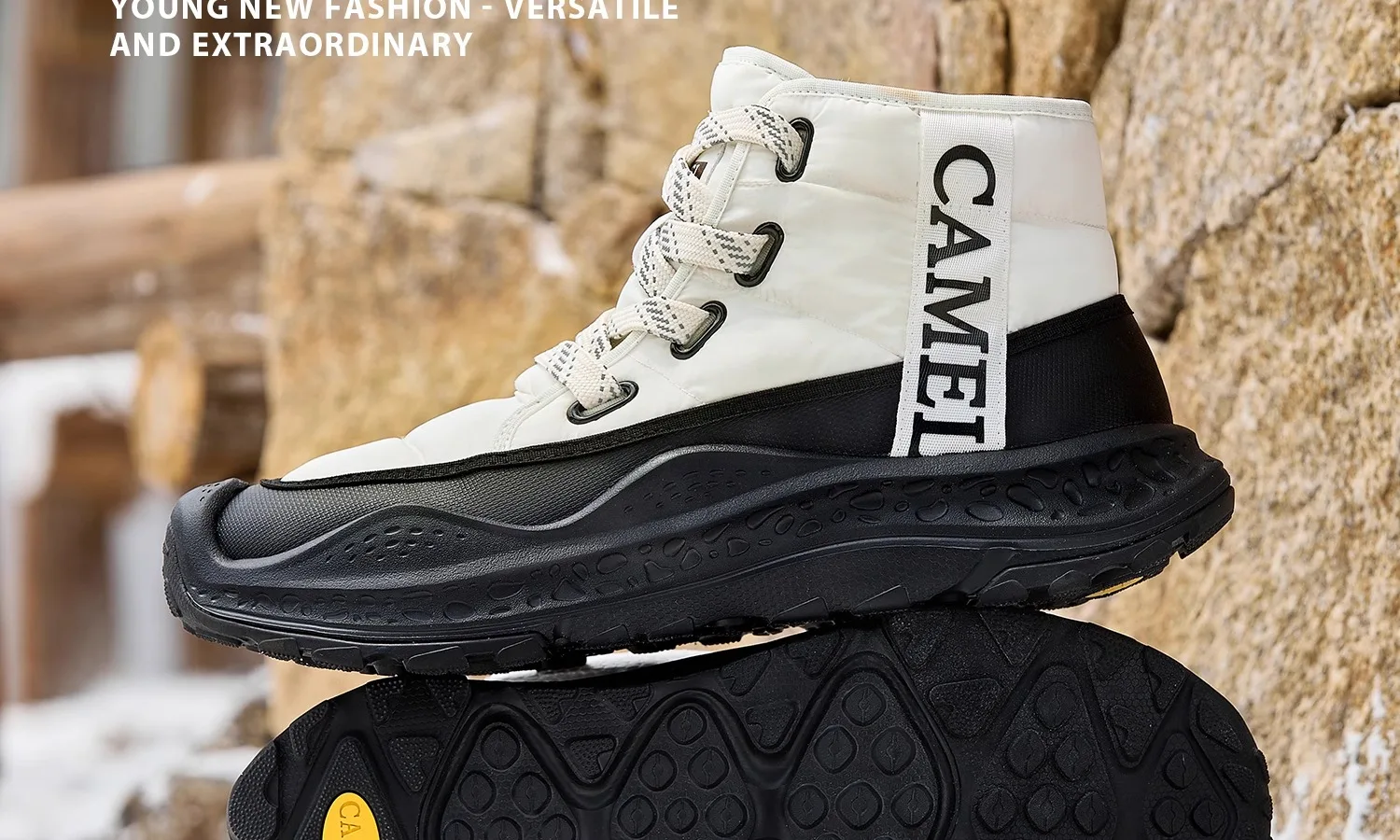GOLDEN CAMEL Men's Winter Snow Boots Thick-Soled Non-Slip Cotton Shoes with Climb Heating Velvet Warm High-top Boot Cold Weather