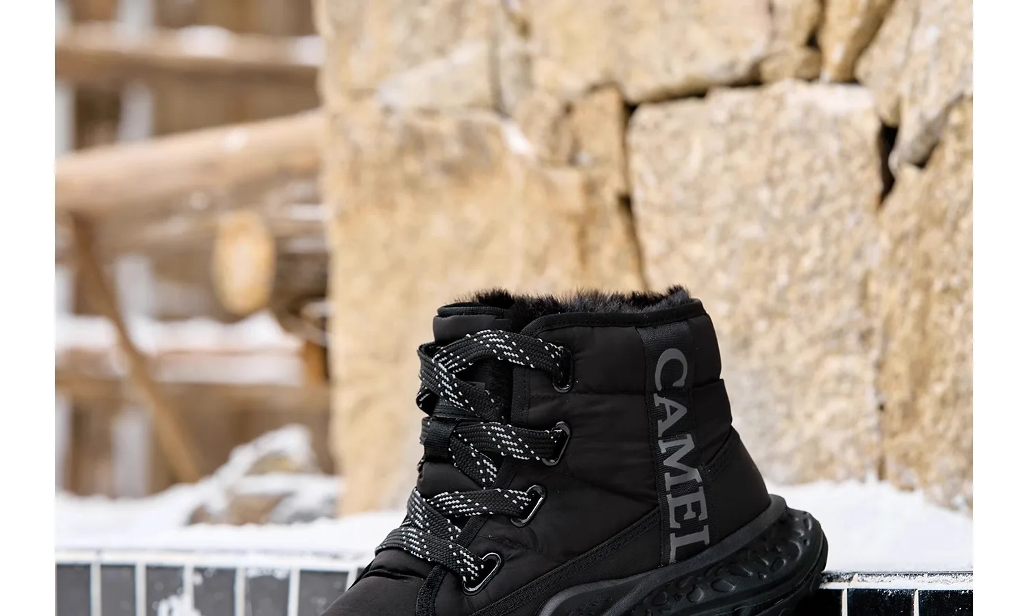 GOLDEN CAMEL Men's Winter Snow Boots Thick-Soled Non-Slip Cotton Shoes with Climb Heating Velvet Warm High-top Boot Cold Weather