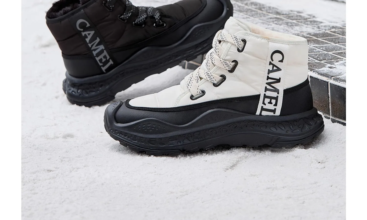 GOLDEN CAMEL Men's Winter Snow Boots Thick-Soled Non-Slip Cotton Shoes with Climb Heating Velvet Warm High-top Boot Cold Weather