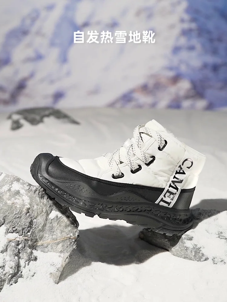 GOLDEN CAMEL Men's Winter Snow Boots Thick-Soled Non-Slip Cotton Shoes with Climb Heating Velvet Warm High-top Boot Cold Weather
