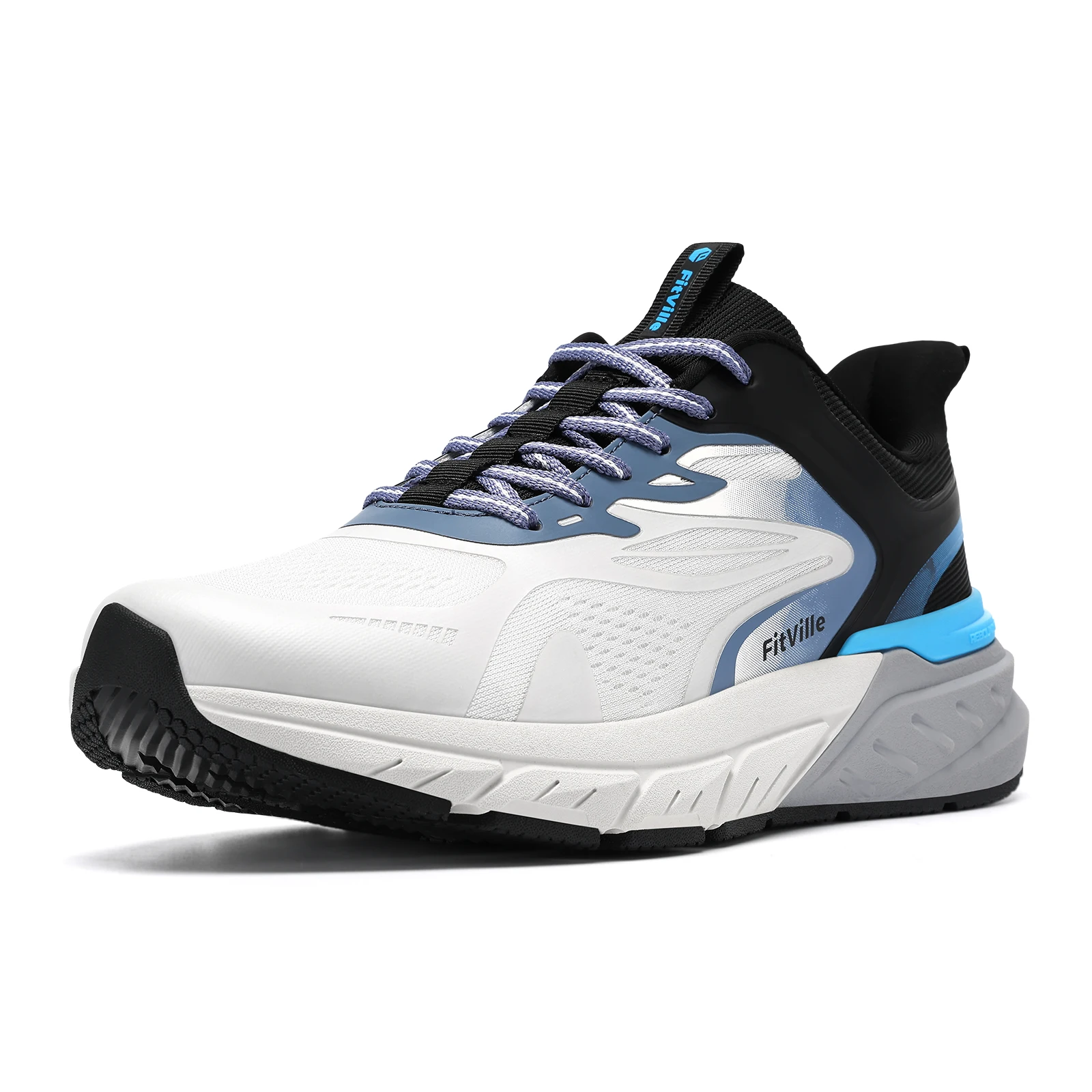 FitVille Men's Sports Shoes Wide Toe Walking Shoes for Men Breathable Cushioned Casual Sneakers for Swollen Feet Arch Support