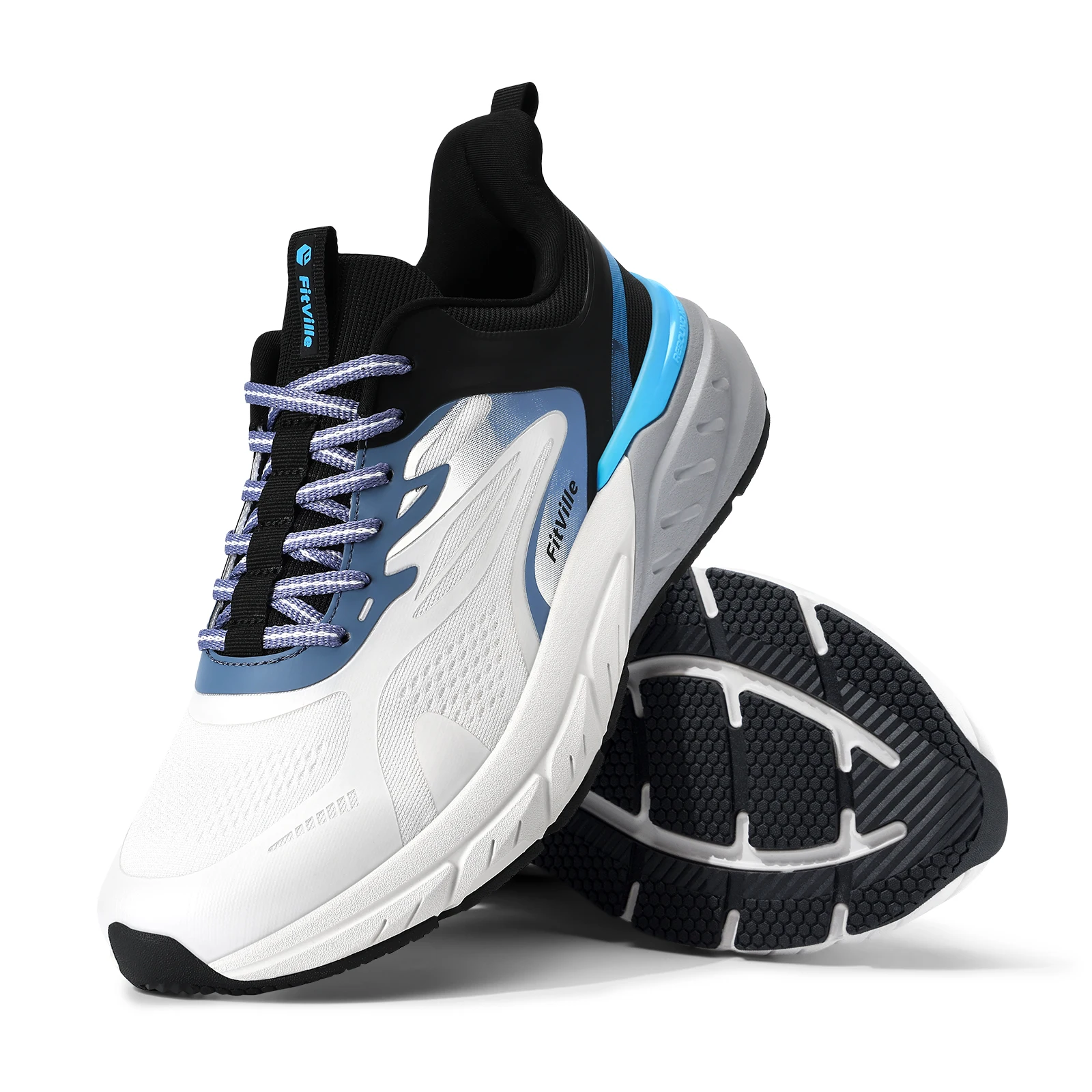 FitVille Men's Sports Shoes Wide Toe Walking Shoes for Men Breathable Cushioned Casual Sneakers for Swollen Feet Arch Support