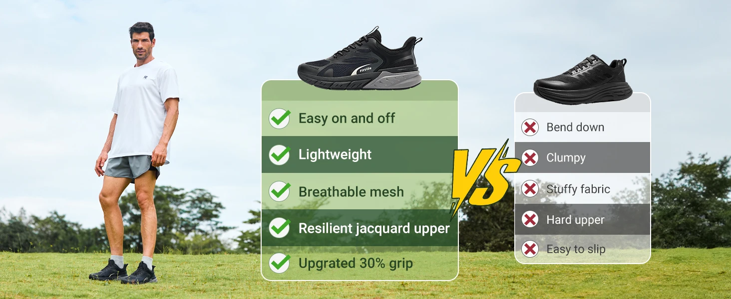 FitVille Men's Sports Shoes Wide Toe Walking Shoes for Men Breathable Cushioned Casual Sneakers for Swollen Feet Arch Support