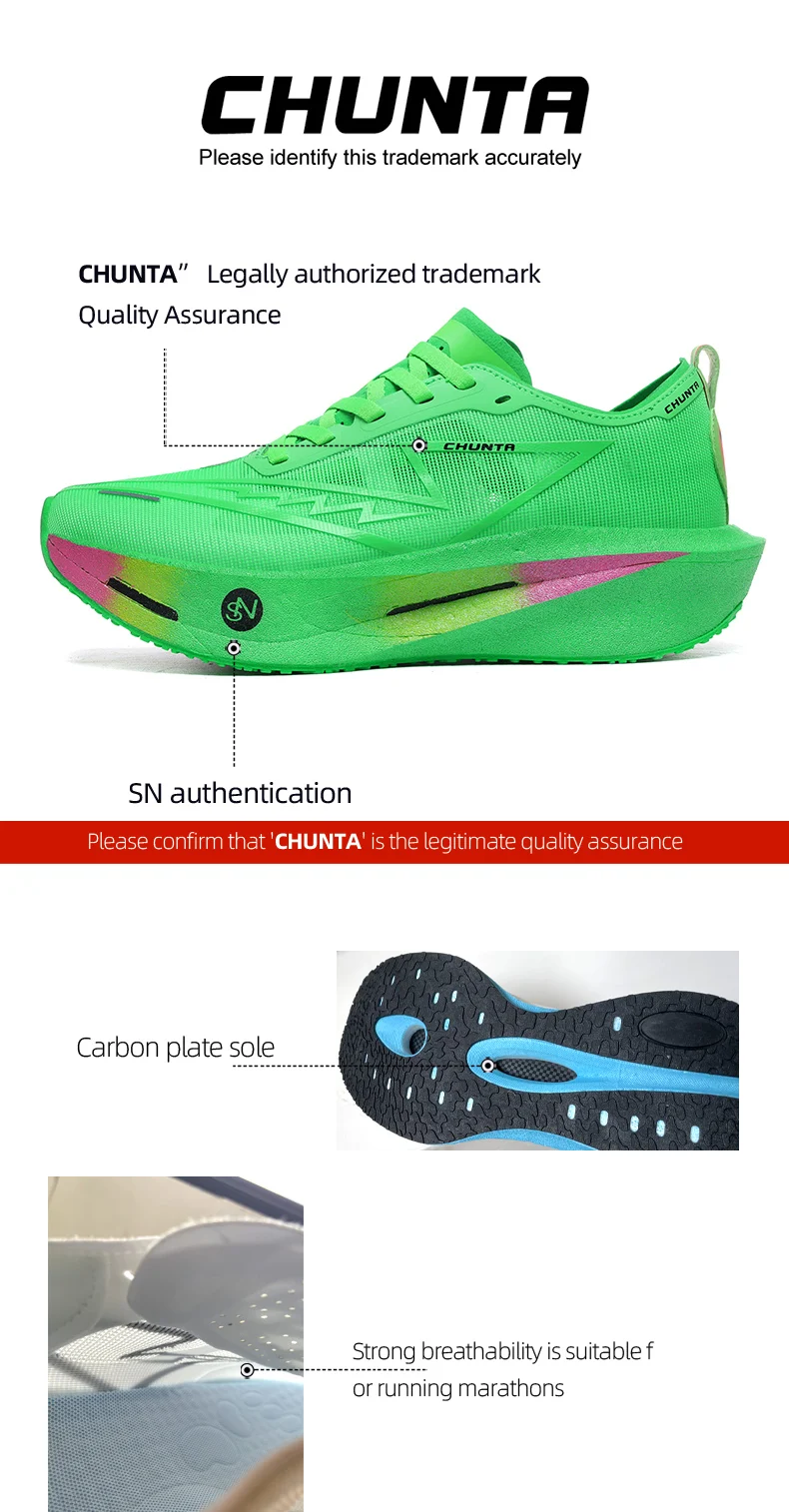Men Running Shoes Marathon Carbon Board Speciality Sports Breathable Lightweight Women's Comfortable Athletic Chunta Sneakers