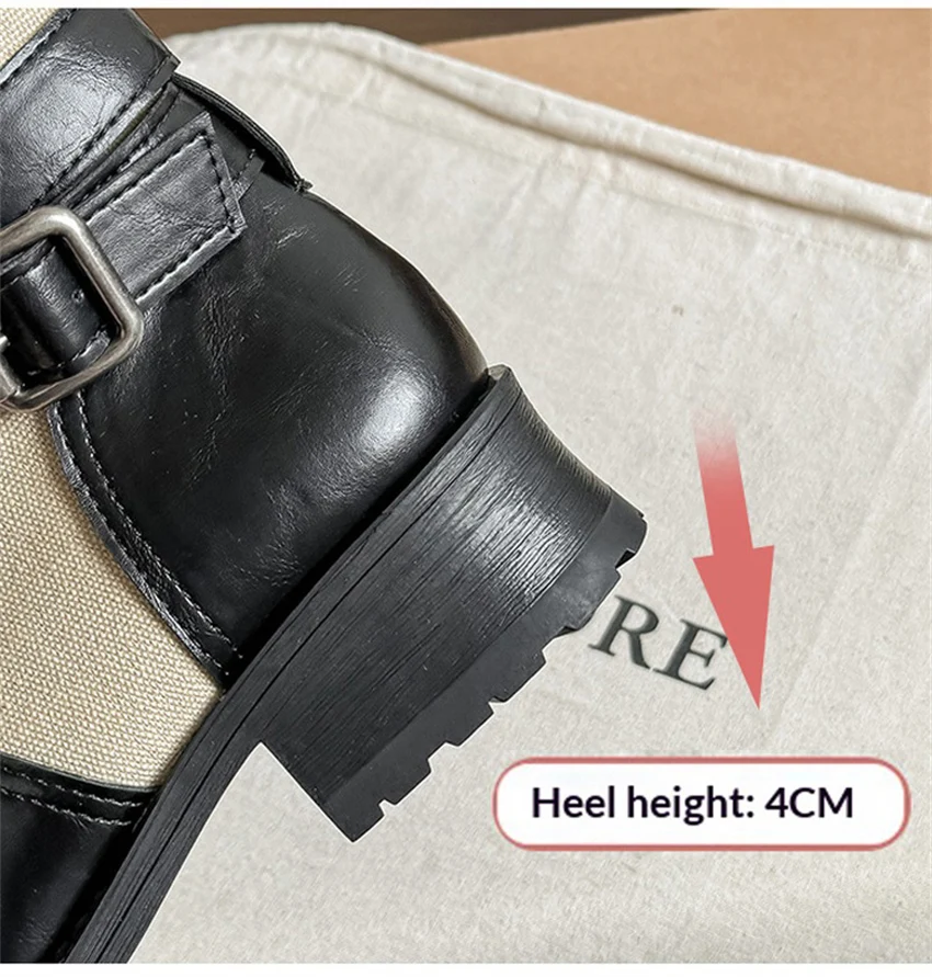 Retro PU Splicing Cowboy Mid-Calf Boots Women Folding Double Wear Wide Barrel Short Boots Thick Heel Square Head Knight Boots