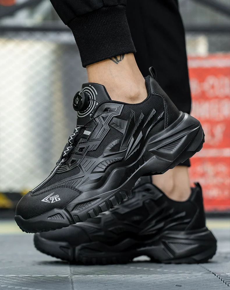 High-quality Safety Shoes Men Steel Wire Rotary Buckle Work Sneakers Indestructible Shoes Anti-smash Anti-puncture Work Shoes
