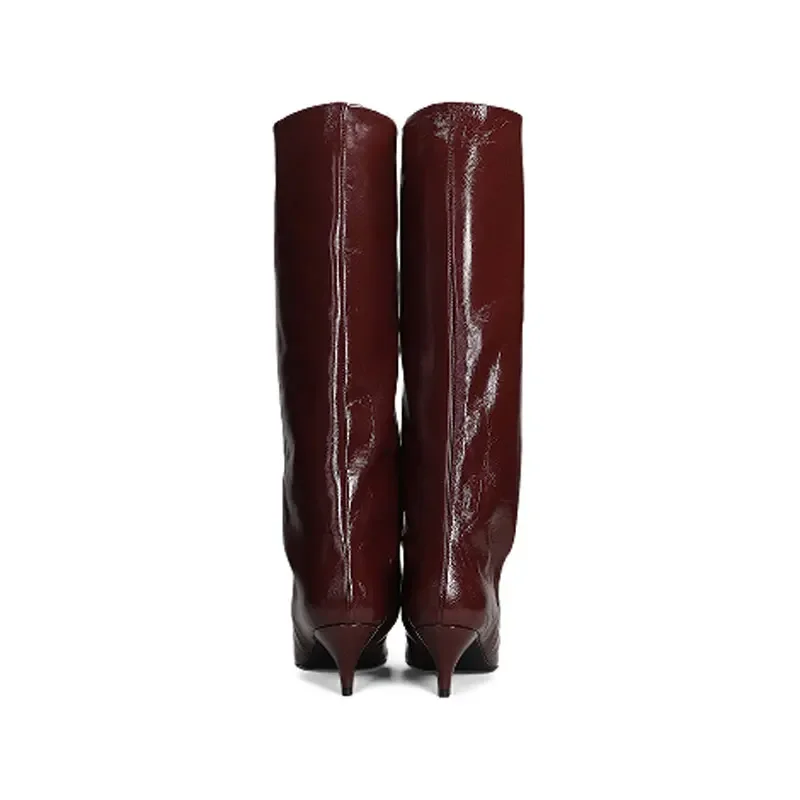 New Autumn and Winter Pointed Low Heel Knee High Women's Boots, Fashionable and Versatile Women's Mid Top Boots