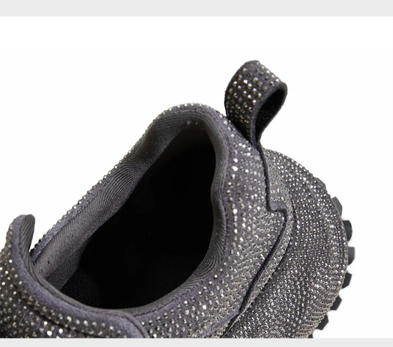 8.5CM Women Full Diamond Thick Soled Casual Shoes New Autumn Bling Rhinestone Chunky Sneakers High Platform Walking Sports Shoes