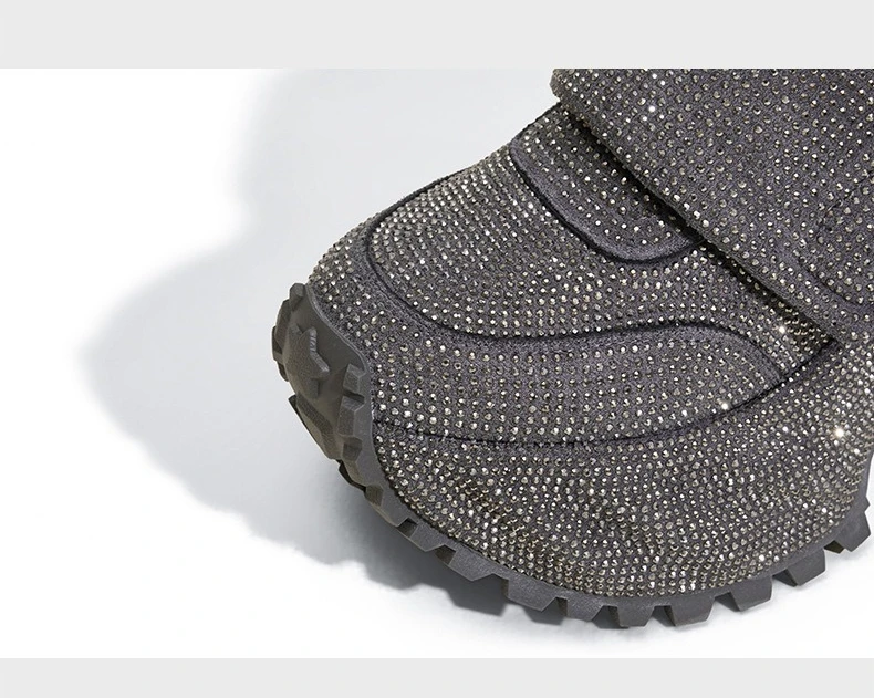 8.5CM Women Full Diamond Thick Soled Casual Shoes New Autumn Bling Rhinestone Chunky Sneakers High Platform Walking Sports Shoes