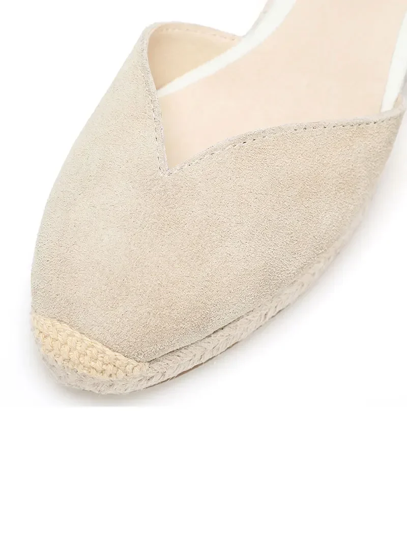 Wedge Heel Shoes Genuine Leather Women's Sandals with Ankle-wrap and 5-8cm for Ladies