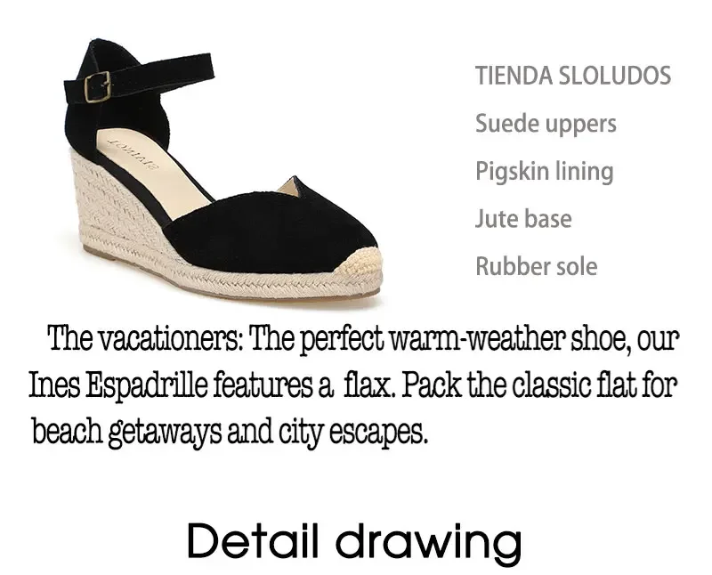 Wedge Heel Shoes Genuine Leather Women's Sandals with Ankle-wrap and 5-8cm for Ladies