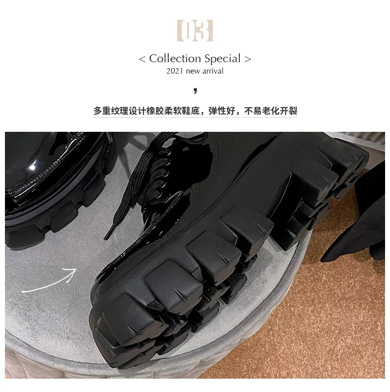 Genuine Leather Loafers Height-increasing Thick-Soled Plus-Size Women's Shoes Autumn British-Style Lace-up Small Leather Shoes