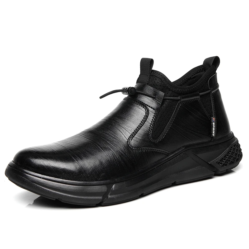 Black Leather Waterproof Safety Work Shoes For Men Steel Toe Office Boots Shoes Indestructible Construction Male Boots Footwear