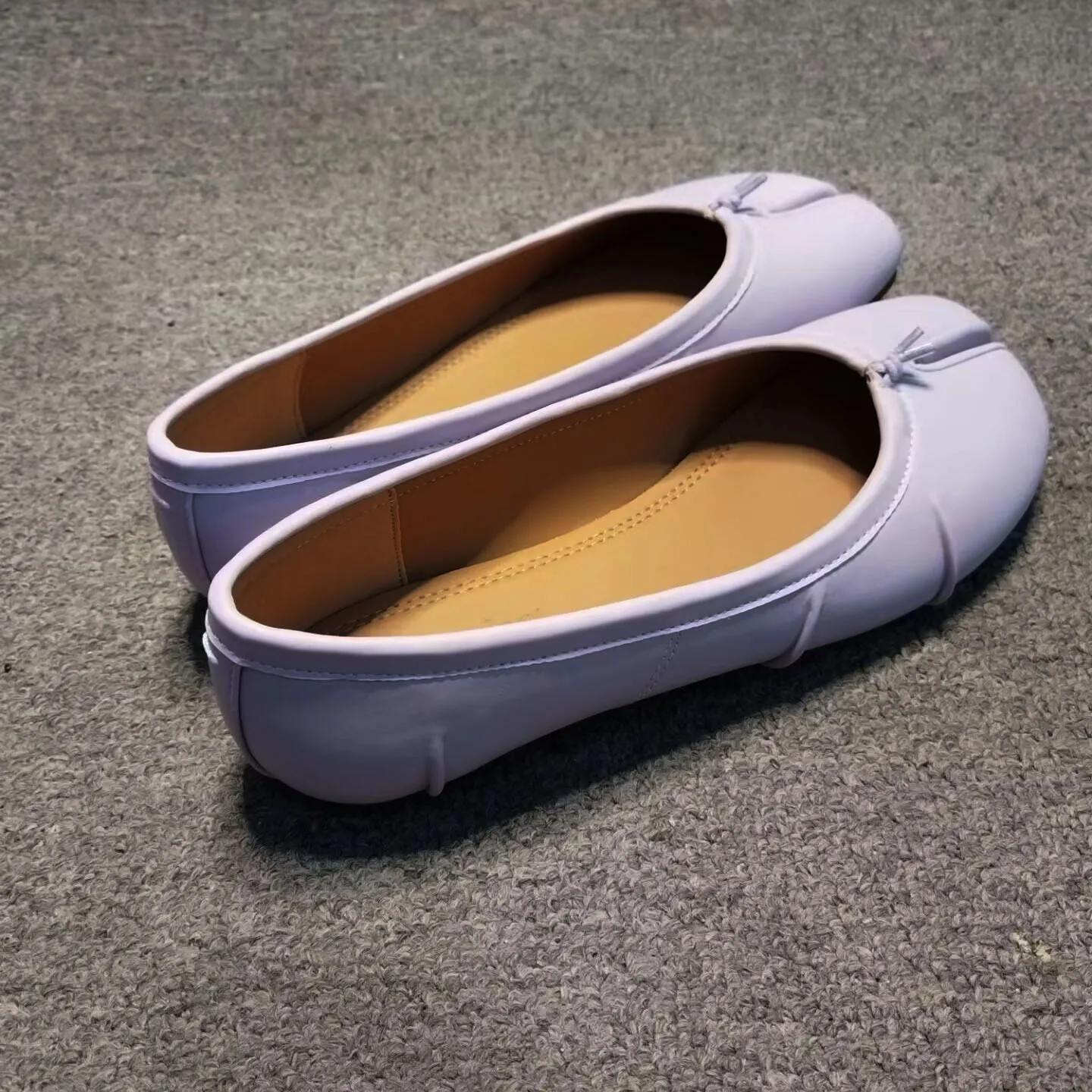 Genuine Leather Split Tabi Toe Ballet Flats Women Chinese Knot Soft Slip On Flat Walking Shoes