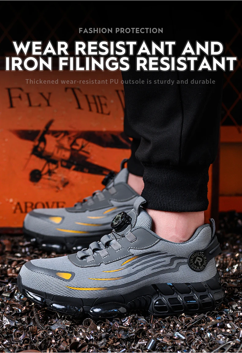Comfortable Men's Safety Shoes Durable Men's Work Shoes Anti Smash Puncture Proof Factory Grade Outdoor Construction Footwear