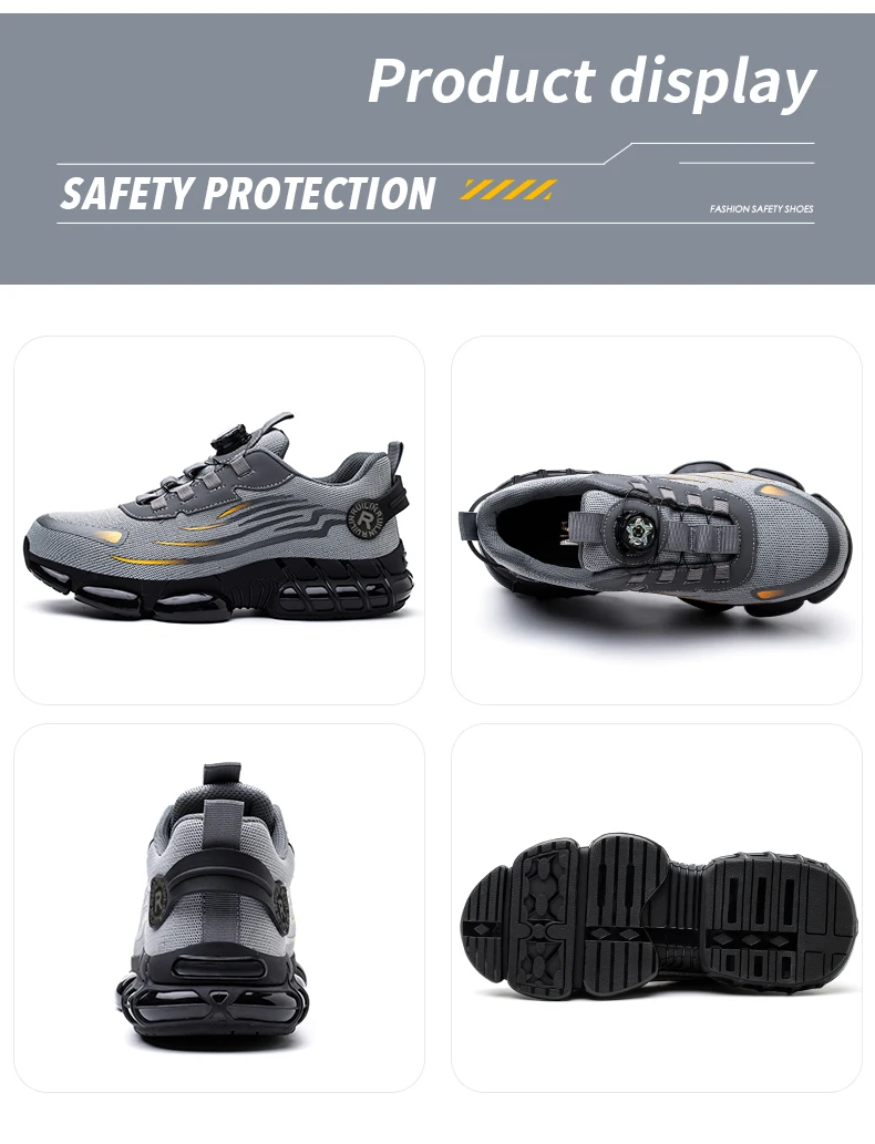 Comfortable Men's Safety Shoes Durable Men's Work Shoes Anti Smash Puncture Proof Factory Grade Outdoor Construction Footwear