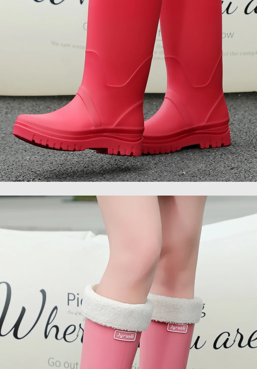 Rain Shoes Women's New Fashion High Tube Water Shoes Outdoor Hiking Non-slip Rain Boots Rubber Shoes Wear-resistant Water Boots
