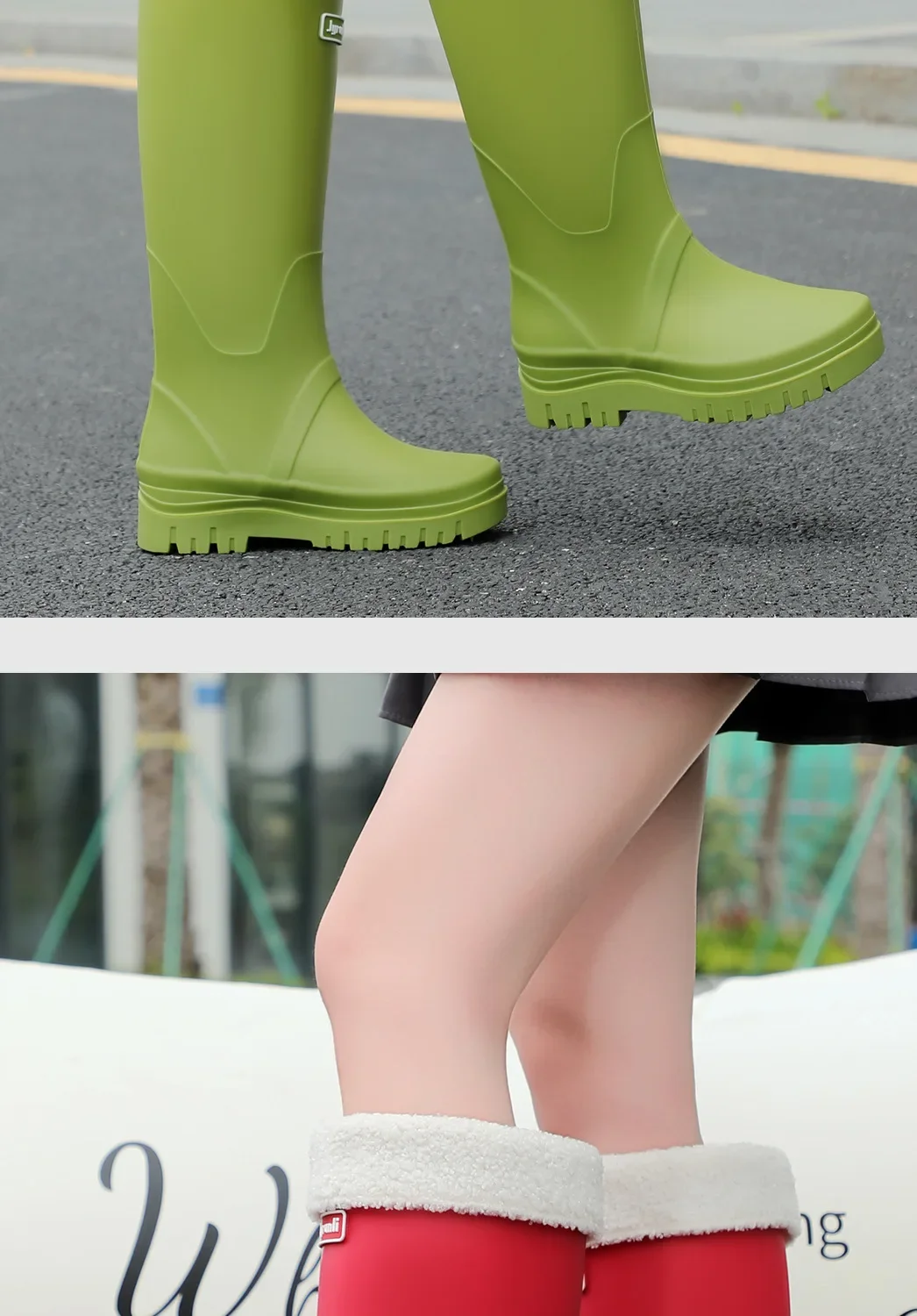 Rain Shoes Women's New Fashion High Tube Water Shoes Outdoor Hiking Non-slip Rain Boots Rubber Shoes Wear-resistant Water Boots