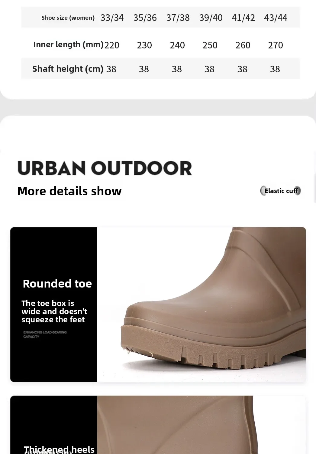 Rain Shoes Women's New Fashion High Tube Water Shoes Outdoor Hiking Non-slip Rain Boots Rubber Shoes Wear-resistant Water Boots