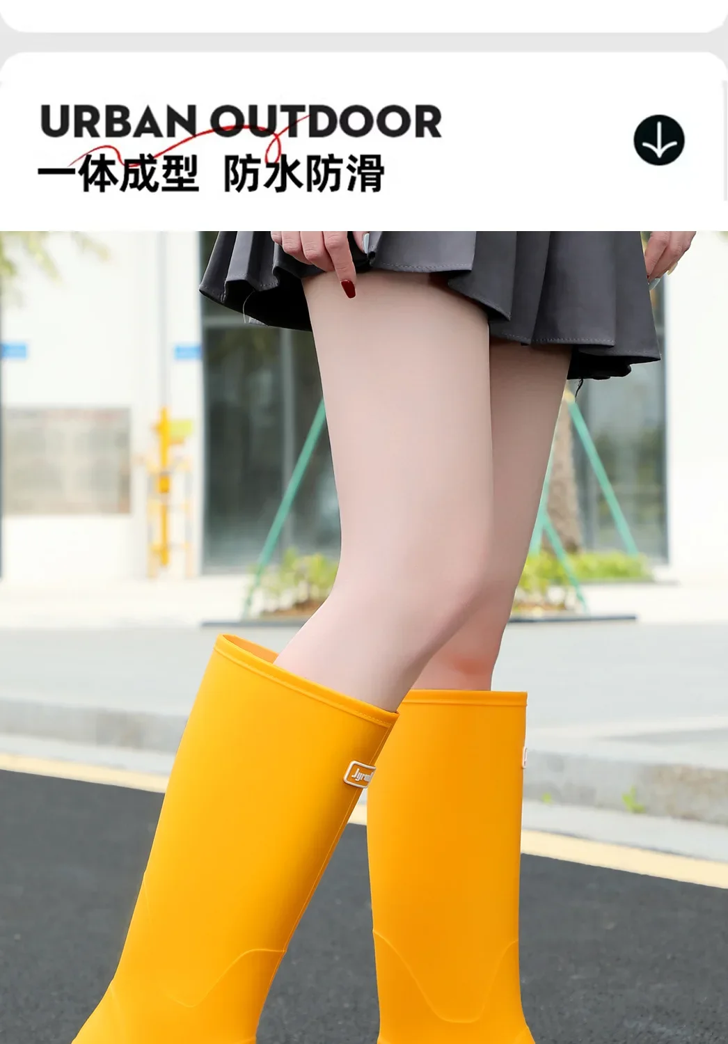 Rain Shoes Women's New Fashion High Tube Water Shoes Outdoor Hiking Non-slip Rain Boots Rubber Shoes Wear-resistant Water Boots