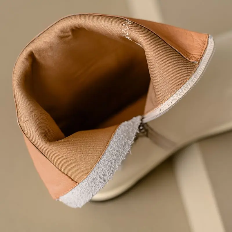 MORAZORA Size 34-43 Flat Boots Women's Genuine Leather Ankle Boots Round Toe Zipper Autumn Winter Fashion Booties Ladies Shoes