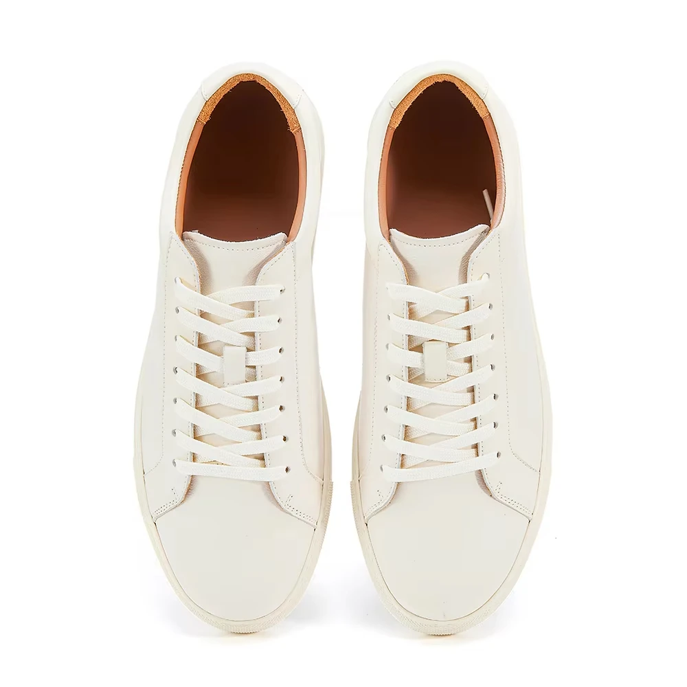 Walking Skateboarding Style Genuine Cow Leather Men's Loafer Shoes White Durable Pure Leather Casual Elegant Shoes