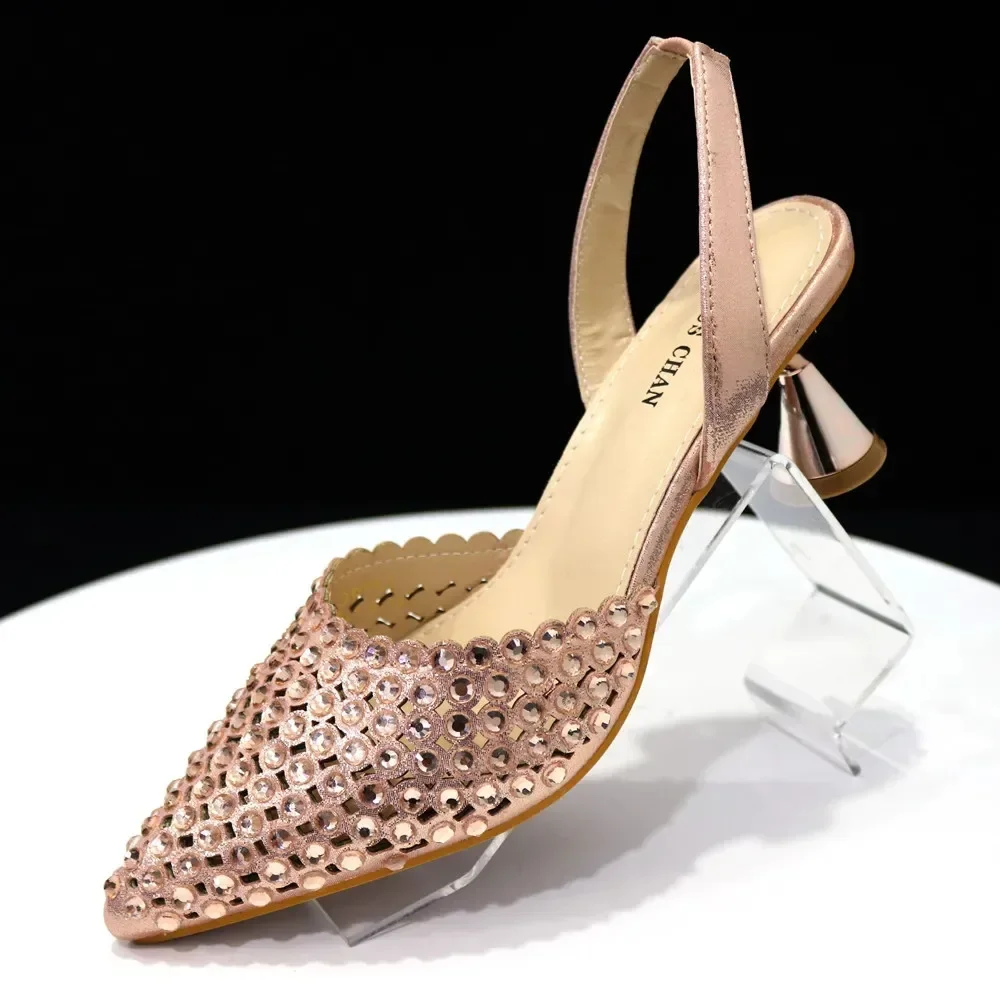 Luxury Wine Red Rhinestone Heels & Bag Set | Crystal Slingback Pumps, Womens Wedding Bridal Evening Prom Party Match Shoes Purse