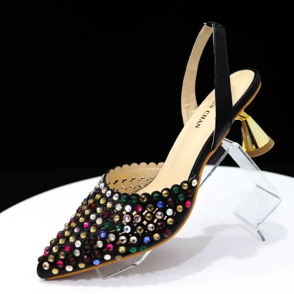 Luxury Wine Red Rhinestone Heels & Bag Set | Crystal Slingback Pumps, Womens Wedding Bridal Evening Prom Party Match Shoes Purse